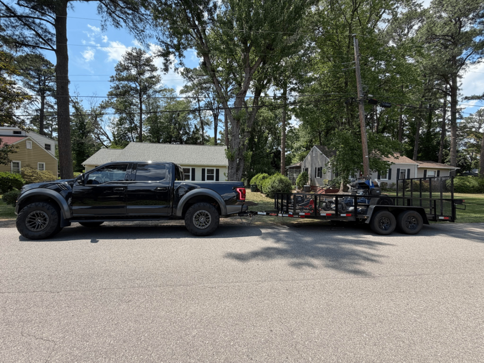Our truck and equipment trailer ready for a service day